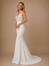 ChicSew Fancy V-Neck Spaghetti Straps Lace Crepe Mermaid Long Wedding Dresses