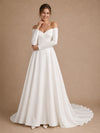 ChicSew Sexy V-Neck 3/4 Sleeves A-Line CrepeFloor-Length Wedding Dress