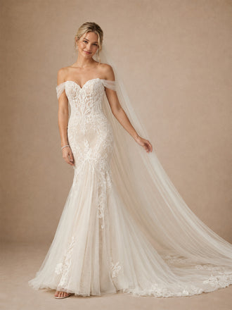 ChicSew Romantic Off The Shoulder Sleeveless Lace Mermaid Long Wedding Dresses