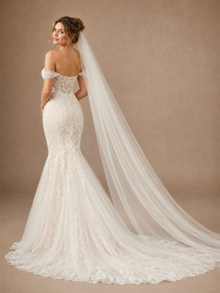 ChicSew Romantic Off The Shoulder Sleeveless Lace Mermaid Long Wedding Dresses