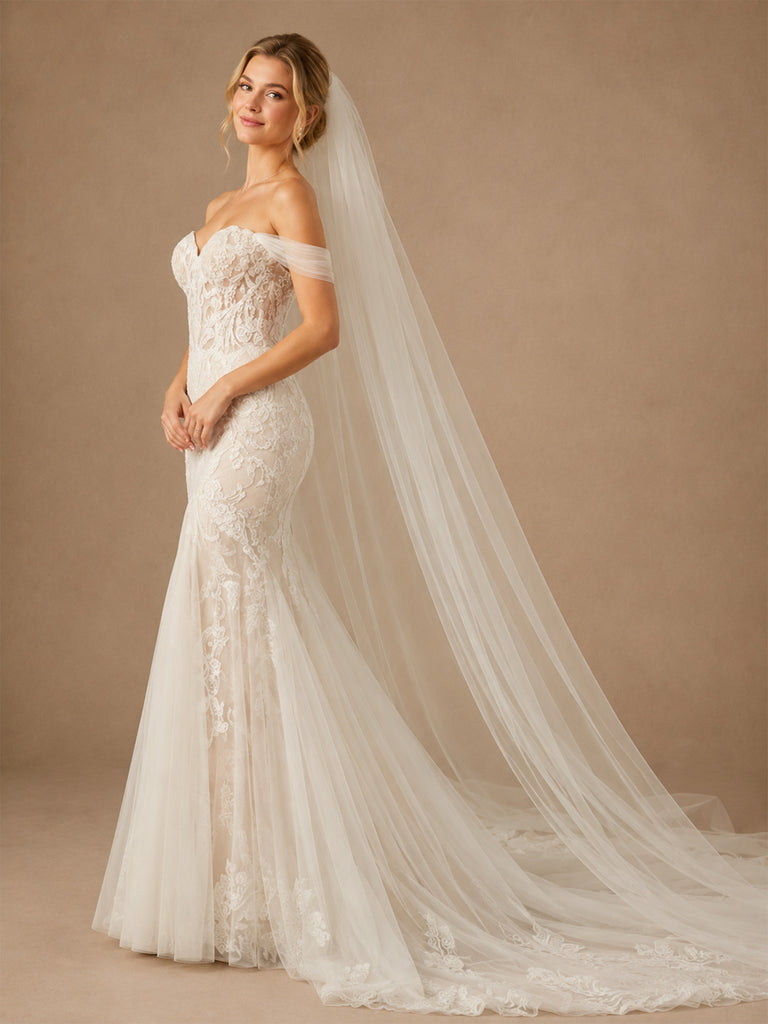 ChicSew Romantic Off The Shoulder Sleeveless Lace Mermaid Long Wedding Dresses