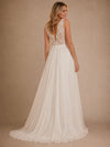 ChicSew Beautiful Illusion Sleeveless A-Line Lace Tulle Floor-Length Wedding Dress