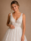 ChicSew Beautiful V-Neck Lace Appliques Tulle Open Back A-Line Long Wedding Dresses