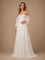 ChicSew Elegant Strapless Pleats Chiffon 3/4 Sleeves A-Line Floor-Length Wedding Dresses