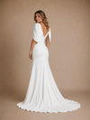 ChicSew Classy Crepe V-Neck Half Sleeves Side Slit Maxi Mermaid Wedding Dresses