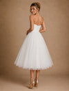 ChicSew Fancy Sweetheart Sleeveless A-Line Tulle Tea-Length Wedding Dress