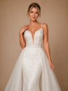 ChicSew Unique Spaghetti Straps Lace Glitter Tulle Mermaid Long Wedding Dress With Overskirt