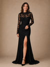 ChicSew Fancy High Neck Long Sleeves Side Slit Lace Mermaid Long Wedding Dresses