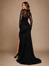 ChicSew Fancy High Neck Long Sleeves Side Slit Lace Mermaid Long Wedding Dresses