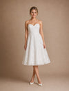 ChicSew Fancy Sweetheart  Lace Appliques A-Line Tea-Length Wedding Dresses