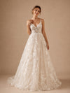 ChicSew Beautiful Spaghetti Straps V-Neck A-Line Lace Appliques Tulle Long Wedding Dress