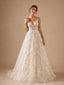 ChicSew Beautiful Spaghetti Straps V-Neck A-Line Lace Appliques Tulle Long Wedding Dress