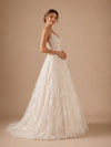 ChicSew Beautiful Spaghetti Straps V-Neck A-Line Lace Appliques Tulle Long Wedding Dress
