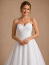 ChicSew Simple A-Line Strapless Lace Chiffon Pleated Ankle-Length Wedding Dresses
