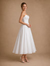 ChicSew Simple A-Line Strapless Lace Chiffon Pleated Ankle-Length Wedding Dresses