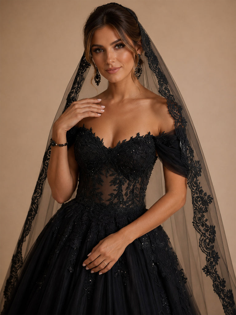 ChicSew Unique Fancy Off The Shoulder Lace Tulle Boning A-Line Long Wedding Dresses