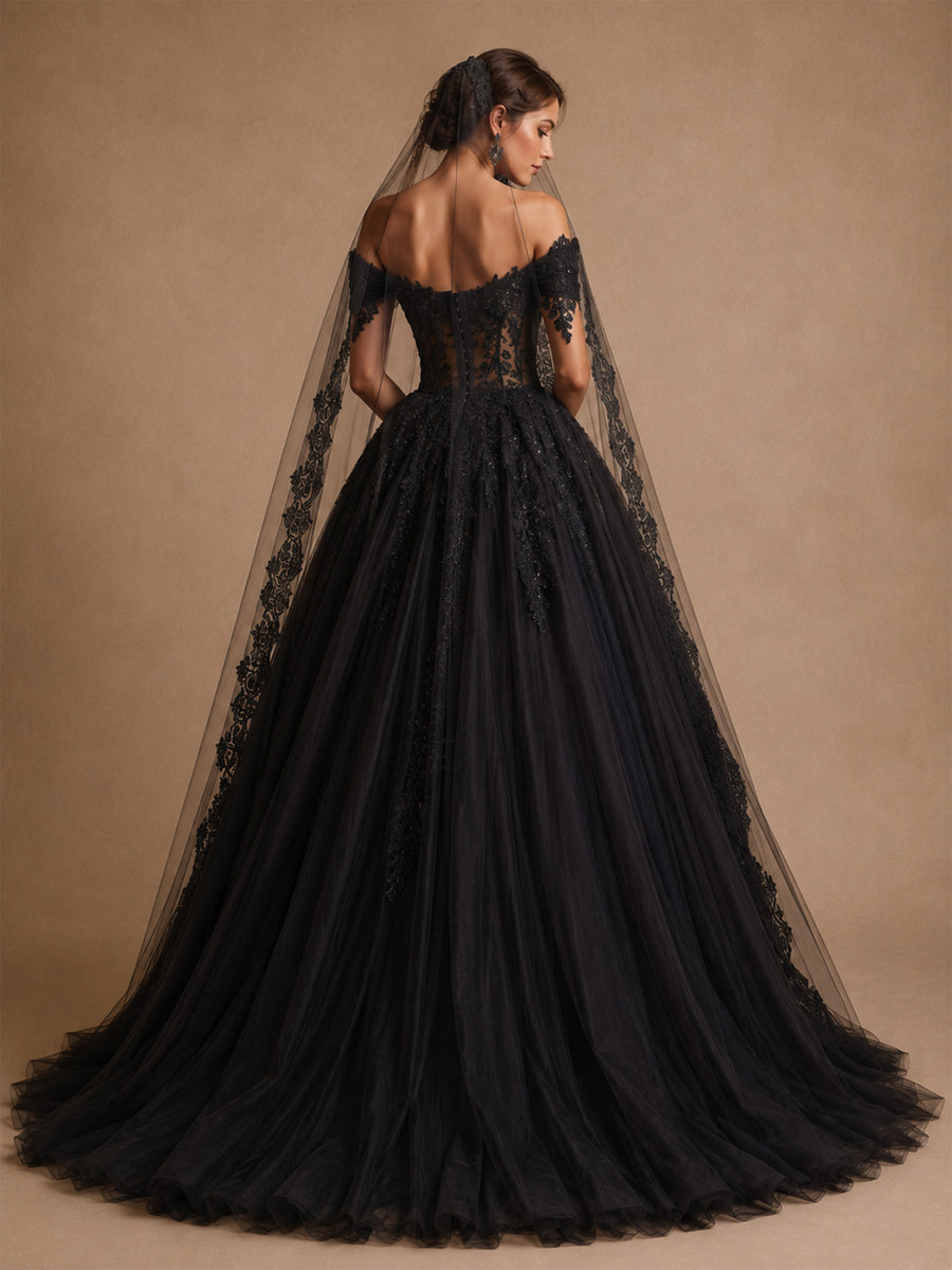 ChicSew Unique Fancy Off The Shoulder Lace Tulle Boning A-Line Long Wedding Dresses