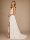 ChicSew Beautiful Sexy Lace Applique V-Neck Chiffon A-Line Maxi Wedding Dresses With Side Slit