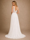 ChicSew Beautiful Sexy Lace Applique V-Neck Chiffon A-Line Maxi Wedding Dresses With Side Slit