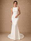 ChicSew Elegant Classy Jewel Crepe Mermaid Sleeveless Maxi Long Wedding Dresses