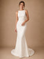 ChicSew Elegant Classy Jewel Crepe Mermaid Sleeveless Maxi Long Wedding Dresses