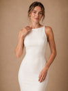 ChicSew Elegant Classy Jewel Crepe Mermaid Sleeveless Maxi Long Wedding Dresses