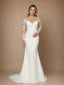 ChicSew Fancy Lace Applique Off The Shoulder Long Sleeves Crepe Mermaid Long Wedding Dresses
