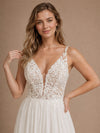 ChicSew Fancy Spaghetti Straps Chiffon Sleeveless A-Line Maxi Wedding Dresses With Side Slit