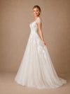 ChicSew Beautiful Fancy V-Neck Lace Applique Tulle Cap Sleeves A-Line Long Wedding Dresses
