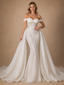 ChicSew Unique Romantic Off The Shoulder Boning Lace Tulle Mermaid Wedding Dresses With Overskirt
