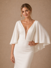 ChicSew Unique Classy Deep V-Neck Crepe Mermaid Flutter Sleeves Maxi Long Wedding Dresses