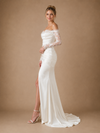 ChicSew Classy Elegant Satin Sweetheart Long Lace Sleeves Side Slit Maxi Mermaid Wedding Dresses