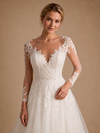 ChicSew Sexy Beautiful V-Neck A-Line Long Sleeves Lace Tulle Floor-Length Wedding Dress