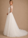 ChicSew Sexy Beautiful V-Neck A-Line Long Sleeves Lace Tulle Floor-Length Wedding Dress