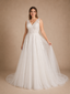 ChicSew Elegant Fancy A-Line V-Neck Lace Appliques Tulle Sleeveless Long Wedding Dress