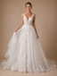 ChicSew Fancy Spaghetti Straps V-Neck A-Line Lace Applique Tulle Maxi Wedding Dresses