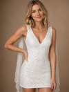 ChicSew Pretty Fancy V-Neck Sleeveless Sequin Sheath Mini Wedding Dresses