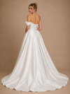 ChicSew Elegant Unique One Shoulder Side Slit Satin Mermaid Long Wedding Dresses With Overskirt