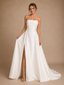 ChicSew Unique Sexy Strapless Satin Side Slit A-Line Long Wedding Dresses