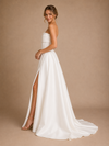 ChicSew Unique Sexy Strapless Satin Side Slit A-Line Long Wedding Dresses