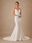 ChicSew Elegant Crepe Spaghetti Straps Mermaid Open Back Maxi Wedding Dresses