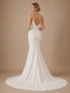 ChicSew Elegant Crepe Spaghetti Straps Mermaid Open Back Maxi Wedding Dresses