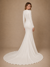 ChicSew Unique Elegant Crepe Long Sleeves Mermaid Floor-Length Wedding Dresses