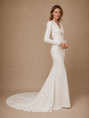 ChicSew Unique Elegant Crepe Long Sleeves Mermaid Floor-Length Wedding Dresses