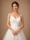ChicSew Fancy Spaghetti Straps A-Line Chiffon Tulle Pleated High-Low Wedding Dresses With Ruffle