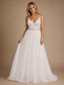 ChicSew Elegant Fancy A-Line Spaghetti Straps Lace Applique Tulle Sleeveless Maxi Long Wedding Dress