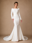 ChicSew Elegant Unique Crepe Mermaid Long Sleeves Ruched Maxi Long Wedding Dresses