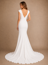 ChicSew Elegant Classy V-Neck Crepe Mermaid Cap Sleeves Maxi Long Wedding Dresses