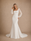 ChicSew Elegant Unique Square Neck Crepe Lace Applique Long Sleeves Mermaid Floor-Length Wedding Dress