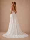 ChicSew Sexy Unique Spaghetti Straps V-Neck A-Line Lace Tulle Side Slit Maxi Wedding Dress